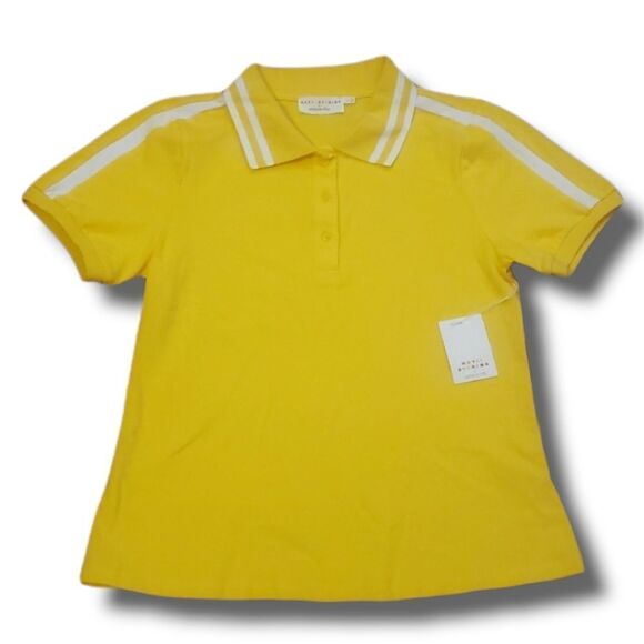 Stitch Fix | Katie Sturino Yellow‎ with White Racer Stripe Polo Top Size … - Picture 1 of 5